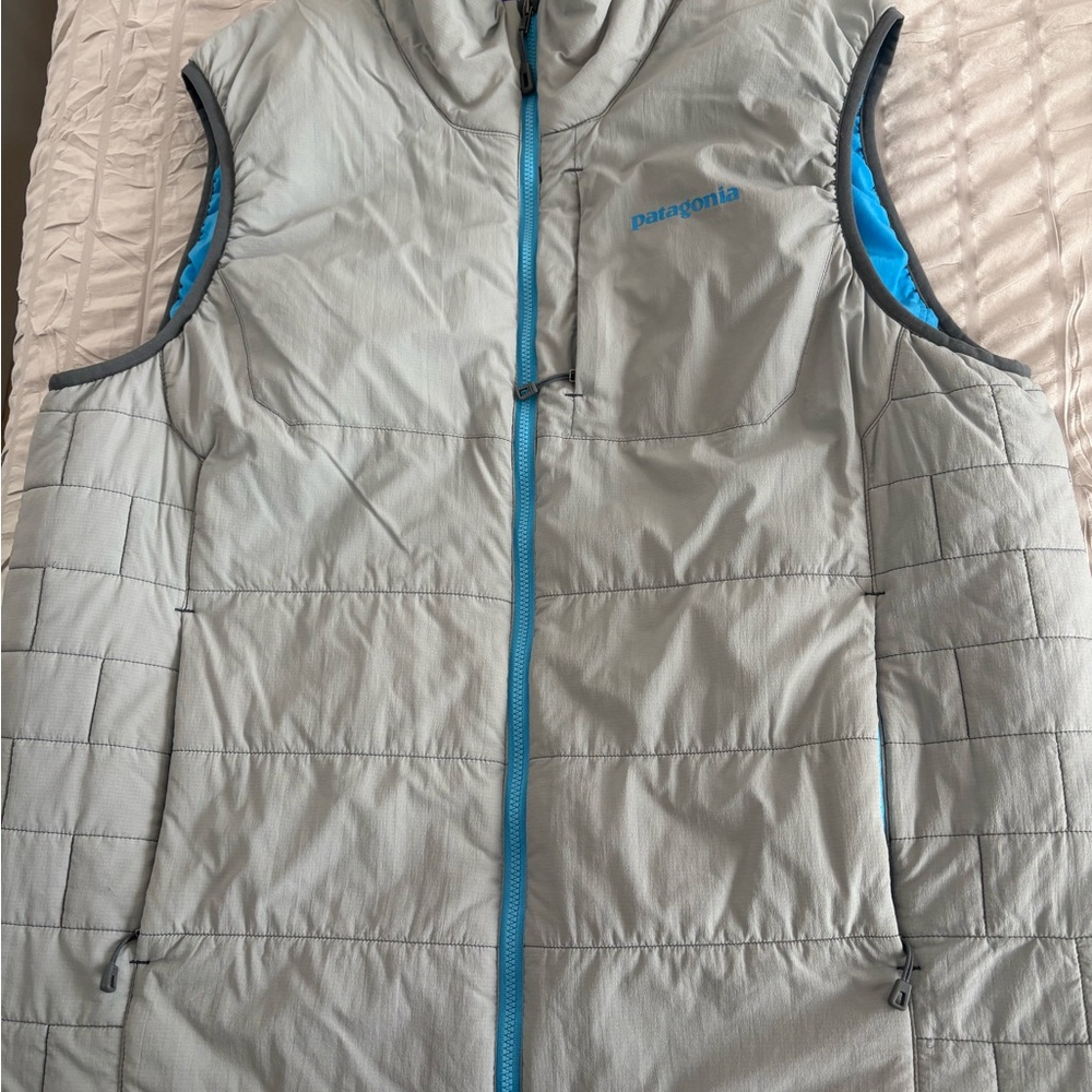 Patagonia Light Gray and Sky Blue Jacket